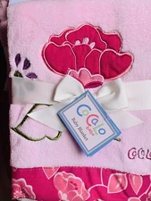 NWT Cocalo BABY BLANKET Orchid Grace FLOWER GIRL Applique Pink Discontinued