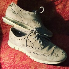 Pair Of Gray Soft Leather Cole Haan Zerogrand US Size 5.5 Women s Lace-up Shoes