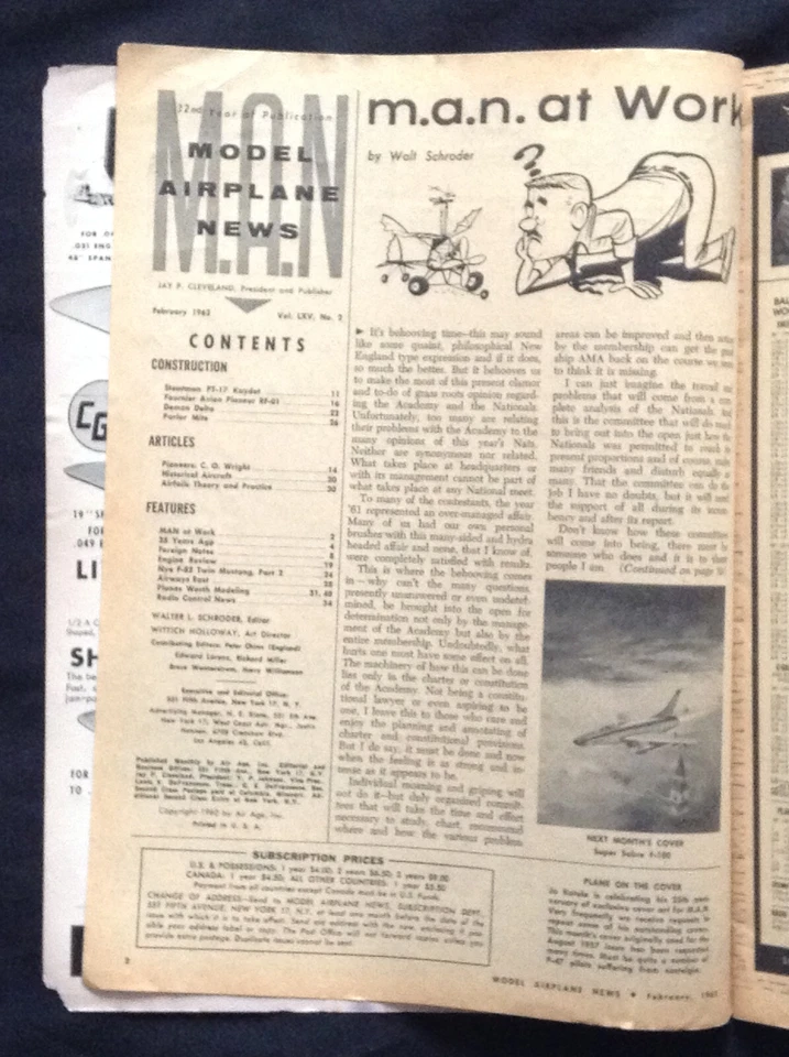 Revista de avión de juguete modelo de febrero de 1962 de colección ~ P47 Republic Thunderbolt Foto 3 de 4