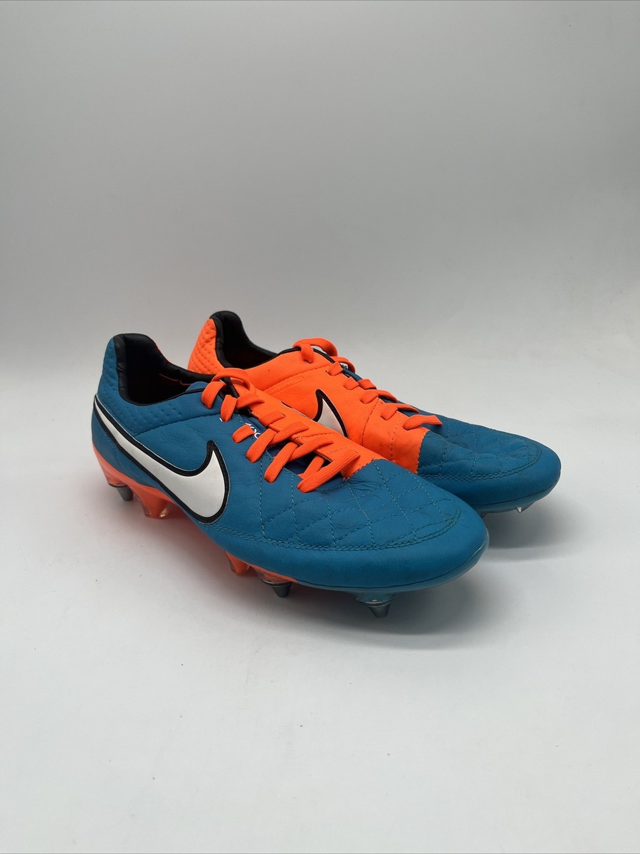 Nike Tiempo Legend V SG Elite Blue/Orange Cleats 631614-418 Nike Tiempo Legend V SG Elite Blue/Orange Cleats 631614-418