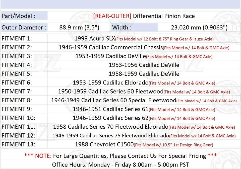 [REAR-OUTER(Qty.1)] Differential Pinion Race Unit For 1953-1959 Cadillac DeVille - Image 2 of 4