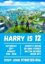 Invitaciones digitales de fiesta de cumpleaños Fortnite - Invitación personalizada