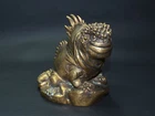 Solid Brass Iguana Statue Artwork Collectible Desktop Decor Weight 1.6kg