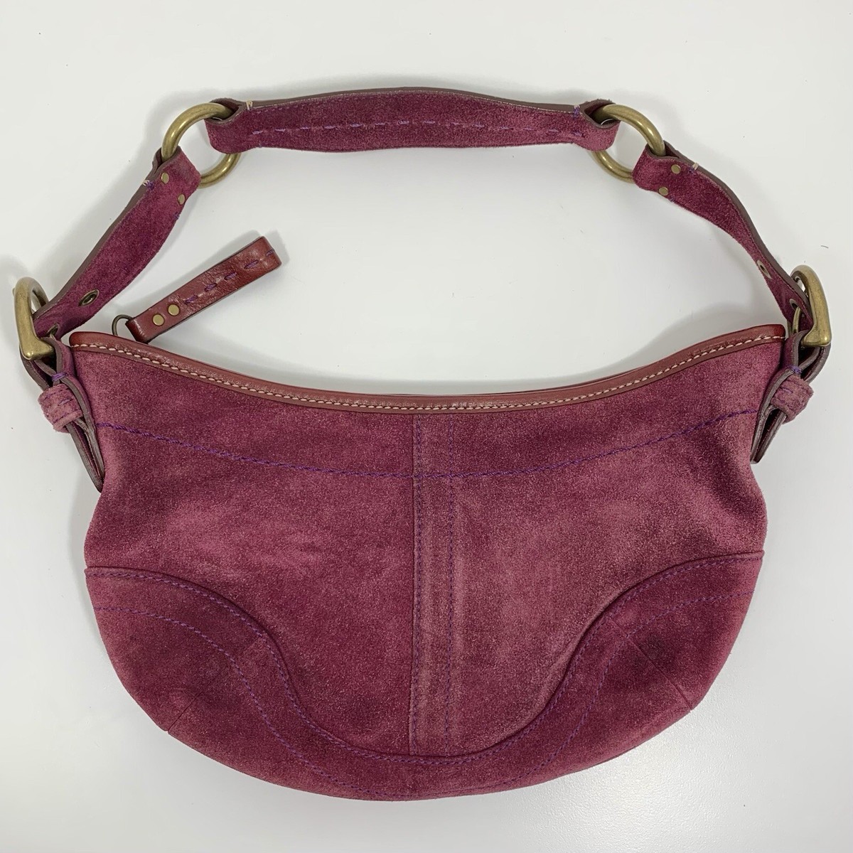 COACH Soho Y2K Shoulder Bag Purple Suede Leather Hobo Bag COACH Soho Y2K Shoulder Bag Purple Suede Leather Hobo Bag