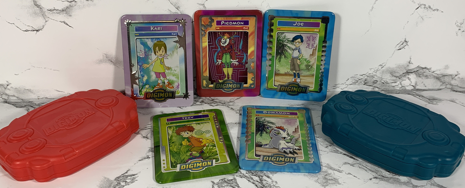 Digimon Lot of 5 Tin Metal Cards 2000 Taco Bell Gomamon Izzy Joe Piedmon  Kari | eBay