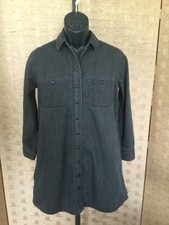 Madewell Shirt Dress S Black Lagenlook Denim Shift Long Sleeves Pockets Cotton