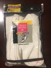 Vtg 6 Pr Hanes Her Way Full Cushion Sport Quarter Socks Size 9-11 White New