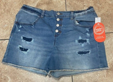 Wonder Nation Girls SIZE 2XL 18 Button Fly Shorts, color Medium Wash NEW