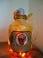 Halloween Skull Lighted Decorative Bottle, Poison skull Glass bottle light