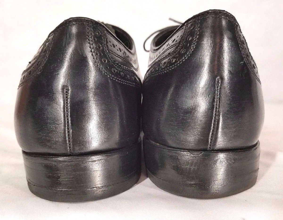 Stuart McGuire Mens Black White Wingtip Brogue Oxford Dress Shoes Size 10.5 Vintage 1960 main image 4