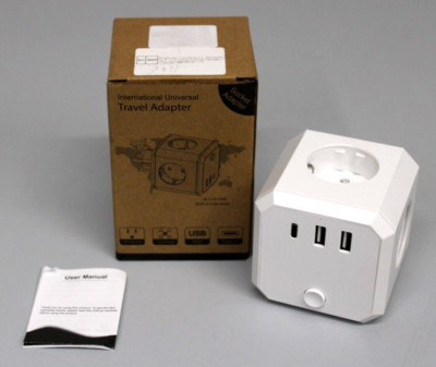 4-Fach Steckdose mit USB Type-C & 2x USB-A - AC Max. 16A 250V DC 5V/3.4A, Weiß