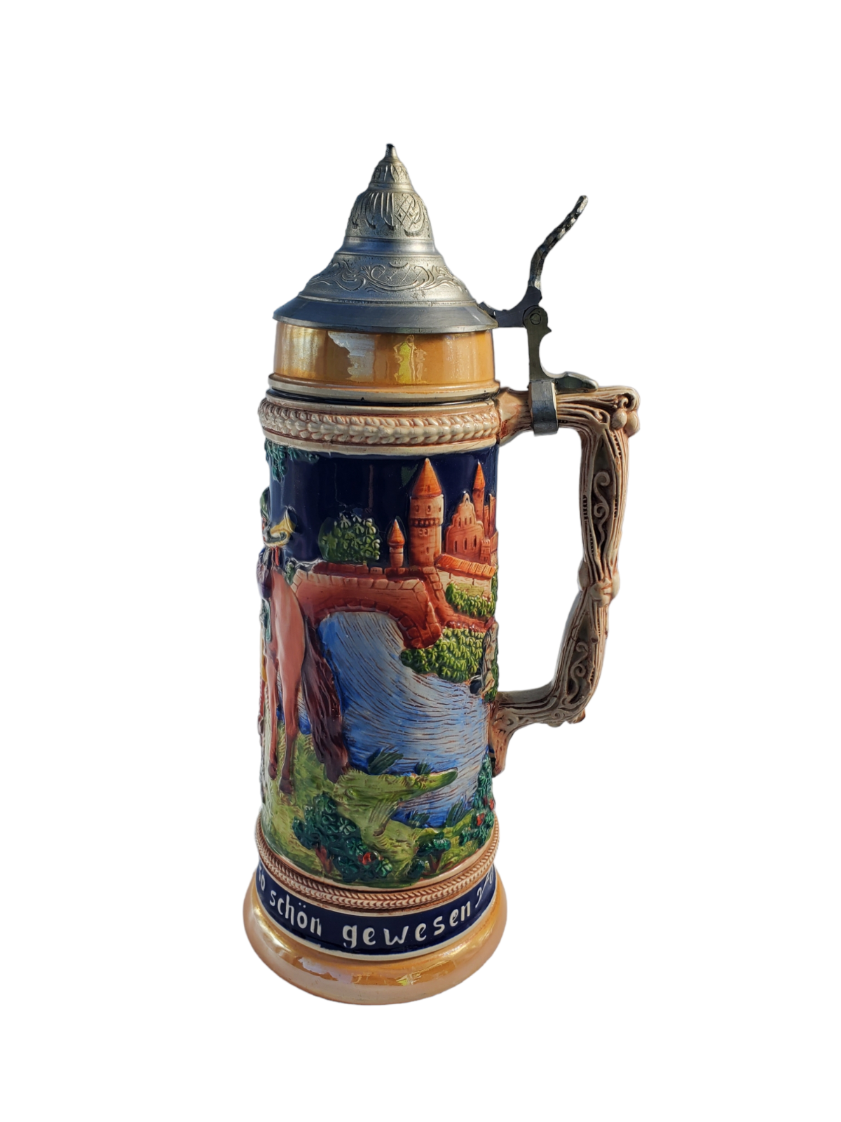 Vintage Gerz German Beer Stein 14" Tall 1.5 Liters 1862 Castle Man