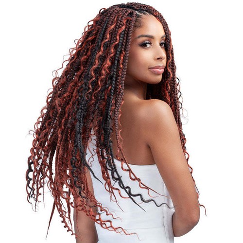Bobbi Boss Infusion Human Hair Curl Crochet Braids DEEP CURL BOHO BOX BRAID 24" - 第 1/10 張圖片