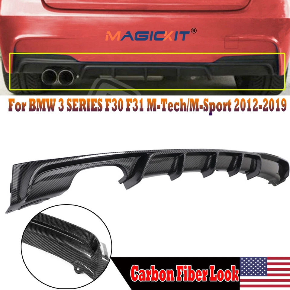 Carbon Fiber Style Rear Diffuser For BMW F30 F31 320i 328i M Sport Bumper 12-19 Foto 3 de 4