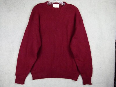 The Moors Mens Large Burgundy Lord Jeff Pure Shetland Wool Longsleeve Sweater