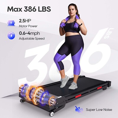 Treadmill Walking Pad Under Desk Quiet Auto Incline 386 LB Capacity 2.5HP Power