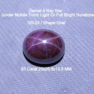 83 Carat 25x20.6x13.5 MM Natural 4-Ray Star Purple Red Garnet Star Oval Cabochon