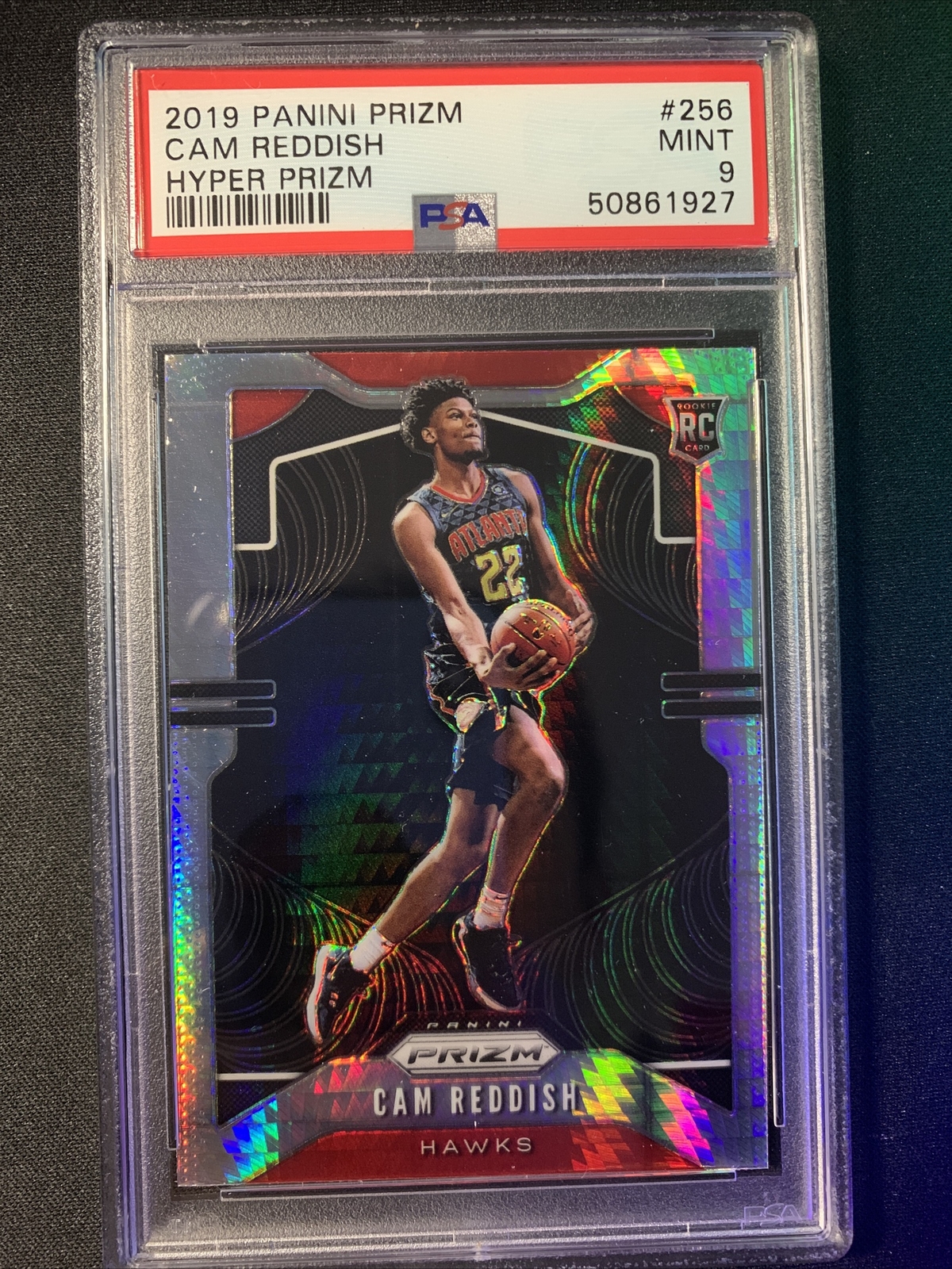 2019 PRIZM ROOKIE #256 CAM REDDISH HYPER ROOKIE PSA MINT 9 HAWKS RC