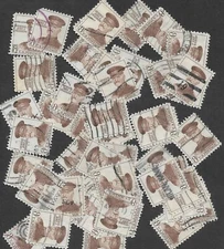 Postage Stamps For Crafting: 1960s 8c General John J. Pershing; Brown; 50 Pieces