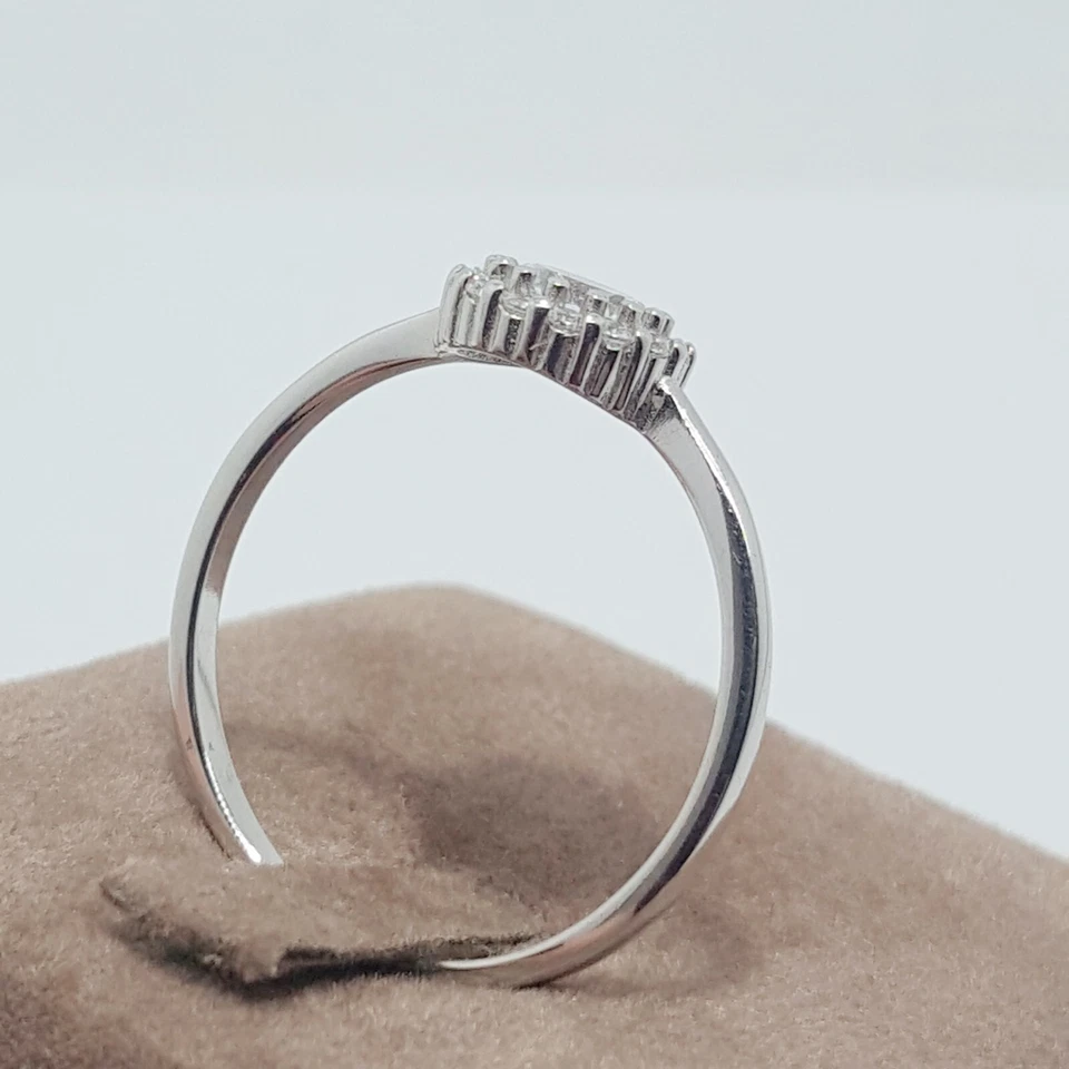 Anello donna argento925 rodio bianco solitario pietra centrale zircone brillante - Immagine 4 di 4