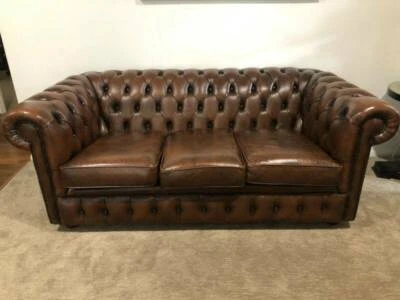 Chesterfield Quality Leather Sofa Lounge 3 Seat Chair Sofas