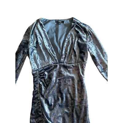 Women S Lulu's Luxe Celebrations Dusty Blue Velvet Asymmetrical Bodycon  Dress | eBay