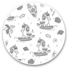 2 x Vinyl Stickers 20cm (bw) - Awesome Tropical Surfing Unicorn  #35460
