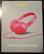 Heyday Wired Headphones - HOT PINK - New In Box Sealed 3.5mm Aux Plug
