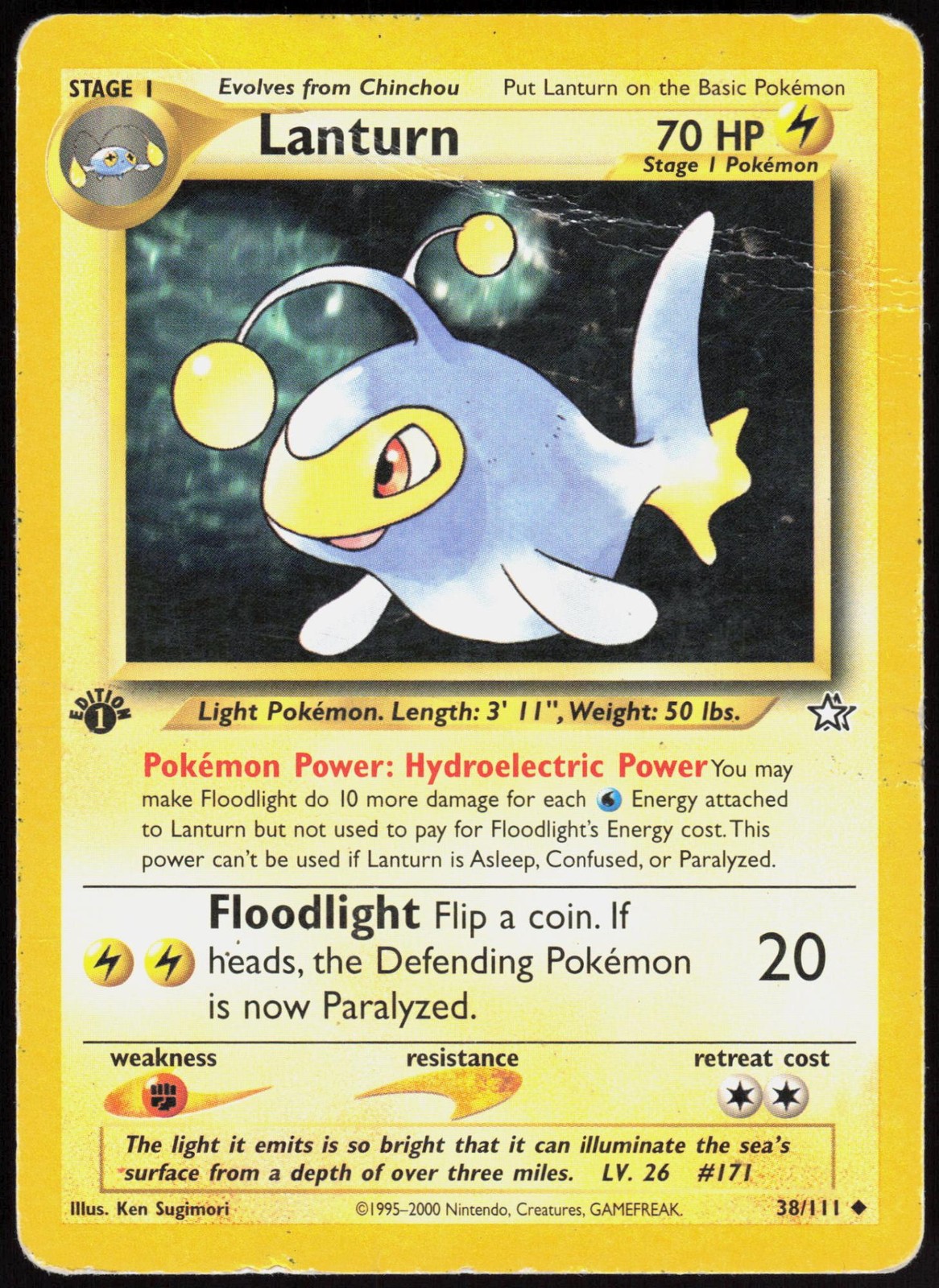 Neo Genesis Lanturn 38/111 Uncommon Pokemon 1st Edition DMG