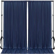 10Ft X 10Ft Navy Blue Backdrop Curtains Panels for Party Wrinkle Free Fabric Bac