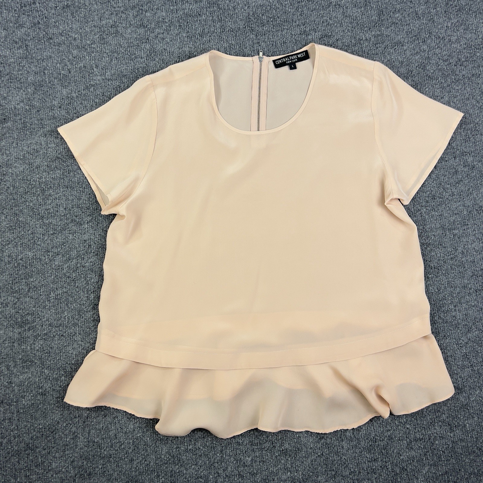 Central Park West New York Size Large Peach Ruffle Him 100% Silk