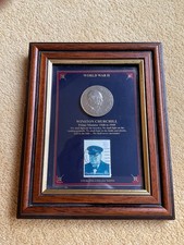 Winston Churcill Coin and Postage Stamp in frame by Sterling Collection