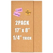 Aitakatta 17x8 Cork Board Tiles Bulletin Board, 1/4" Thick 2Pack,