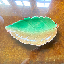 Royal Winton/Grimwades Leaf Shaped Ceramic Dish Green & Beige Glossy England