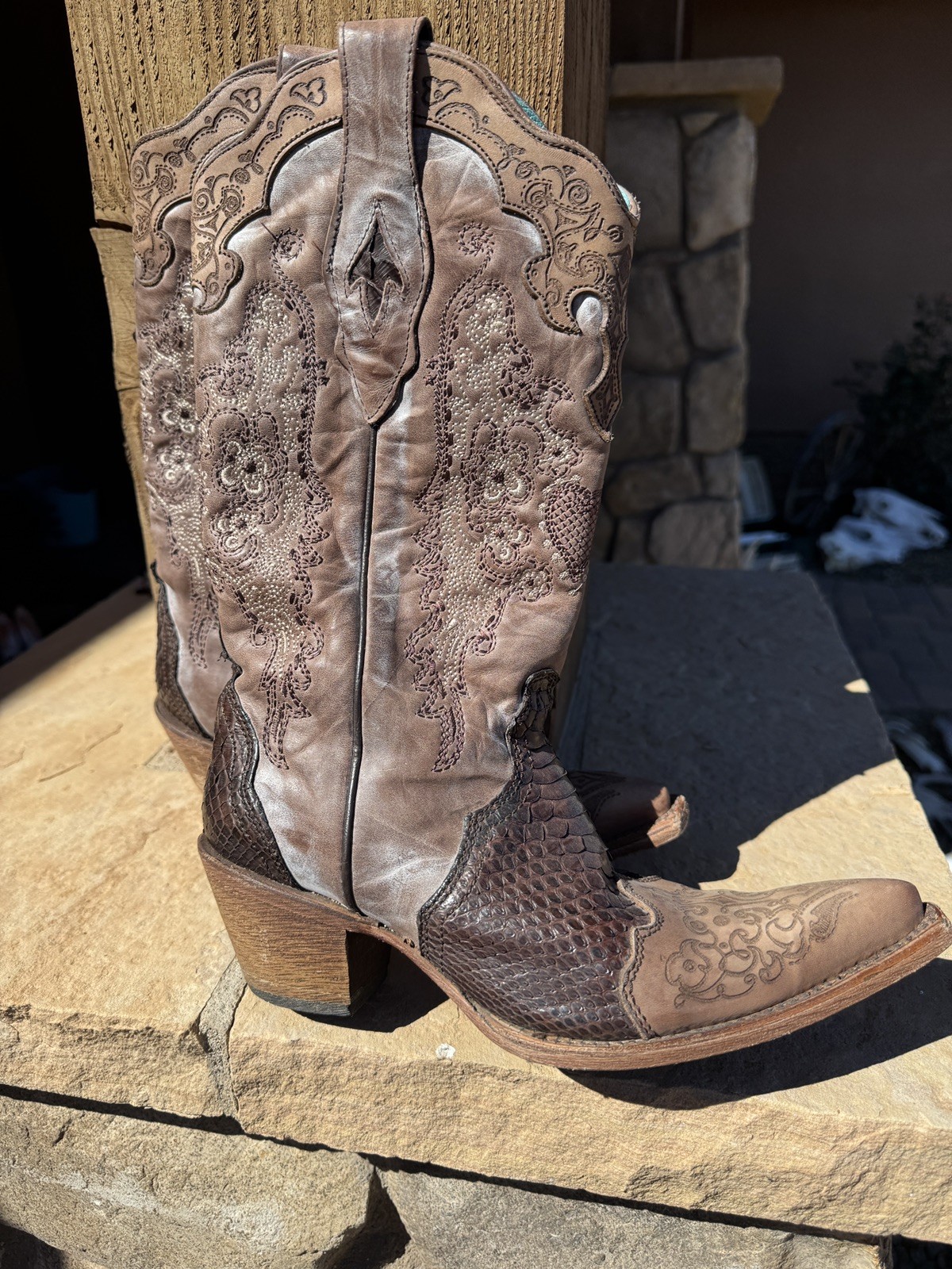 Corral Python Brown Leather Western Cowboy Boots … - image 10
