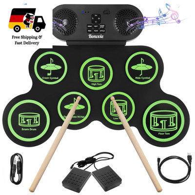 E-Drum Kit Bonvvie Roll Up Digitales Schlagzeug 7 Pads MIDI DTC Laut