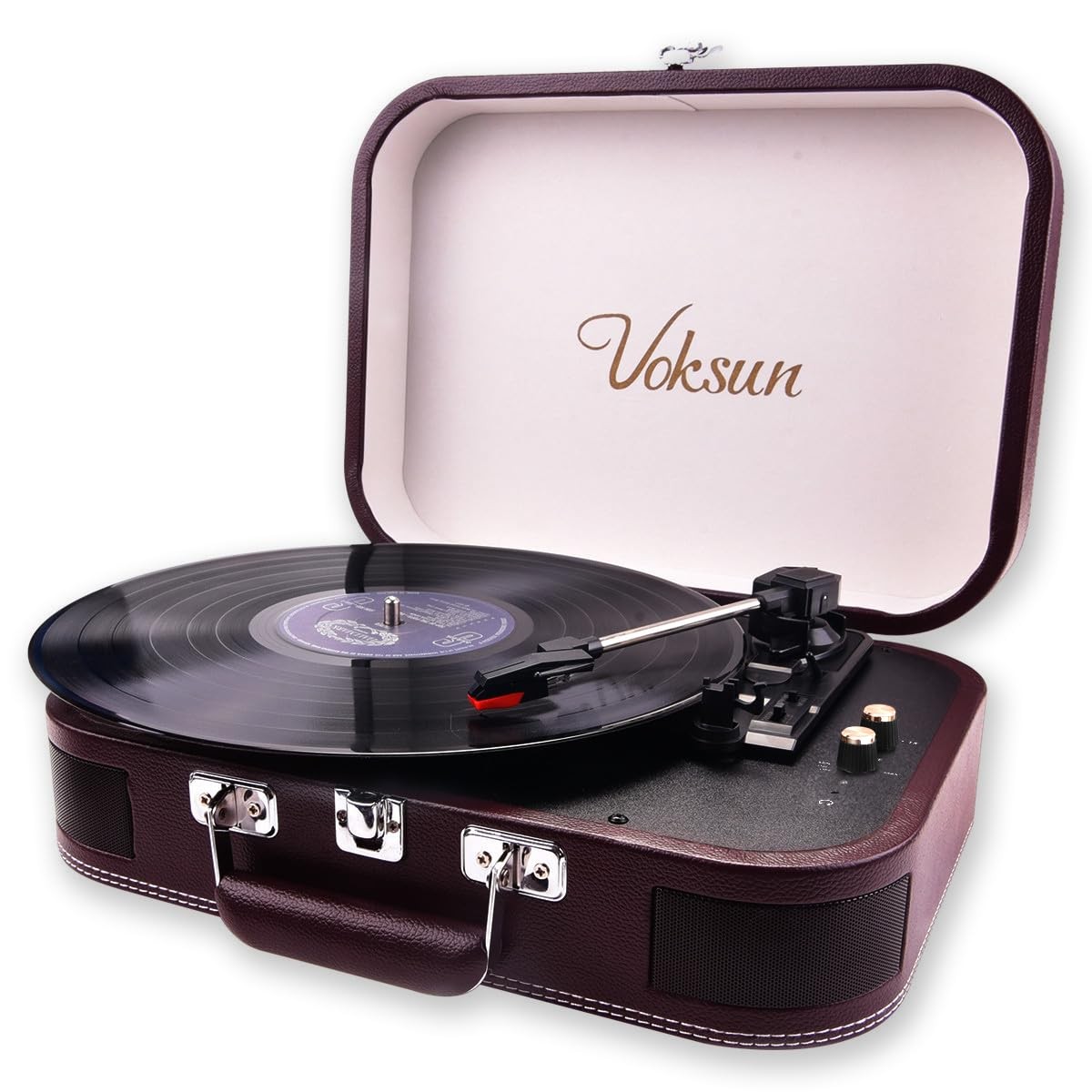 Platine vinyle Bluetooth portable vintage, le cadeau idéal avec haut-parleurs