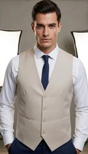 Beige Vest with 3 Buttons  Small Stain - Classic Style Formal Casual. Size S