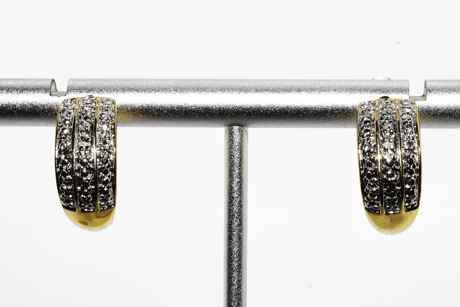 $395 .925 Sterling Silver .02CT Natural White Diamond Solitaire J-Hoop Earrings