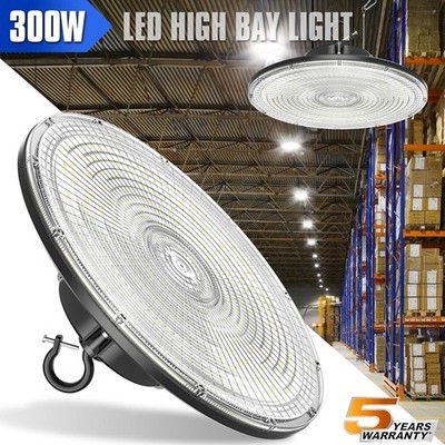 300W UFO LED High Bay Light Warehouse Factory Industrial Ceiling Fixture 43500LM