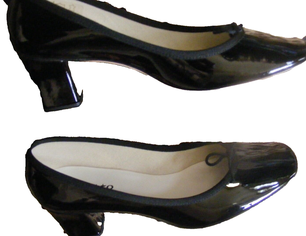 REPETTO Paris Soft Black PATENT Leather Ballerina SHOES with med