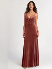 JENNY YOO Jolie Dress, Stretch Velvet, Cinnamon Rose Color