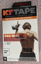 KT Tape Pro Wide Kinesiology Therapeutic Tape Jet Black 4x10in 10 Strips