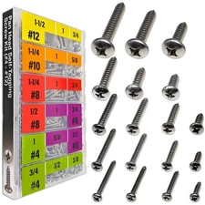 EEEEE Self Tapping Screws Assortment Set 552pcs, Assorted SAE Pan Head 552pcs 