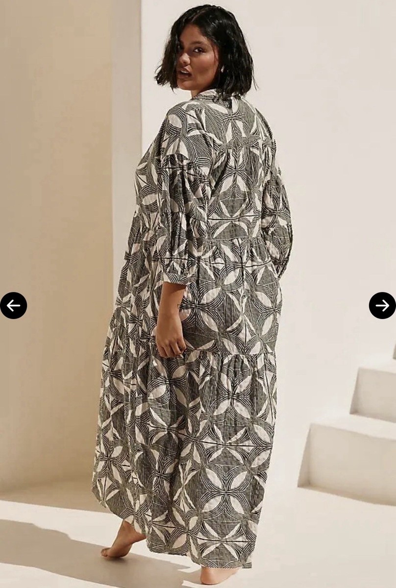 Anthropologie Celandine The Carolita Tiered Maxi Shirt Dress Boho Plus Size 3X View 2