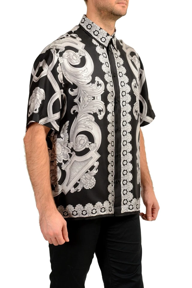 Versace Men's 100% Silk Heritage Print Short Sleeve Shirt US 3XL IT 58 - Image 2 of 4