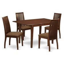 East West Furniture Norfork 5-piece Wood Dining Table Set in Mahogany