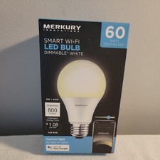Merkury Innovations Smart Wi-fi Led Bulb Dimmable White 60w 800 Lumens New. C4