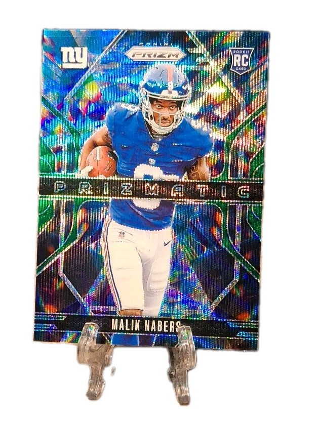 🔥2024 Panini Prizm MALIK NABERS Prizmatic Green Wave Prizm RC SP - Giants💥