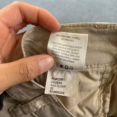 Level99 Pants Womens 25 Raw Sugar Straight Wide Leg Mid Rise Linen
